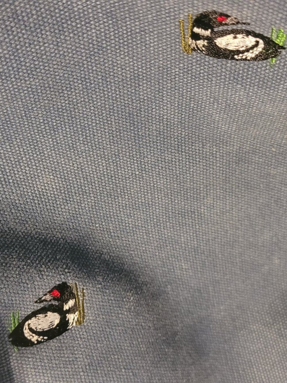 Vintage L.L. Bean Rolling Canvas Duffle Bag w/ Leather Accents Unique Duck Print - Picture 5 of 11